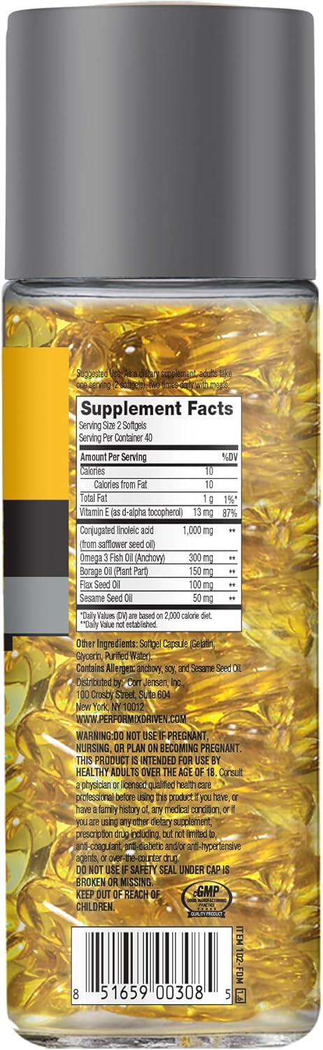 Ab Cuts CLA Belly Fat Formula - 80 Easy-to-Swallow Softgels - Omega 3 Fish Oil, Flaxseed Oil and Vitamin E - Helps Increase Antioxidant Supply and...