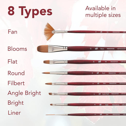 Princeton Velvetouch Filbert Brush, Long Handle, Size 4 - Professional Artist Brushes for Mixed Media, Acrylic, Oil...