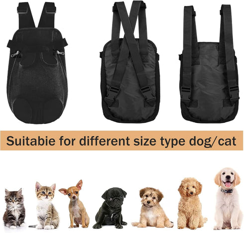 Pet Carrier Backpack - Adjustable Pet Front Cat Dog Carrier Backpack Travel Bag, Legs Out, Easy-Fit for Traveling Hiking Camping for Small Medium ...