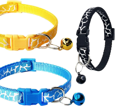 Jecikelon 6 PCS Puppy Collars Adjustable Pup Collar for Small Pet Dog Polyester Cat Collar with Bell Basic Collar for Small Dogs (Small, Crack)...