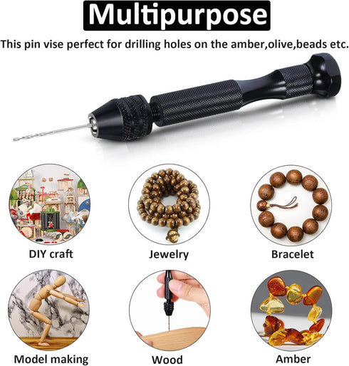57 Pieces Hand Drill Bits Set, Pin Vise Hand Drill, 46 Pieces Micro Twist Drill Bits and 10 Pieces PCB Mini Drill Bits for Resin Polymer Clay Craf...
