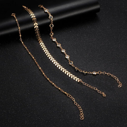 Elegant Multilayer Rhinestone Anklet Set for Women - Summer Beach Ankle Jewelry, Boho Anklet Chain - Sexy Foot Accessory Gift for Women...