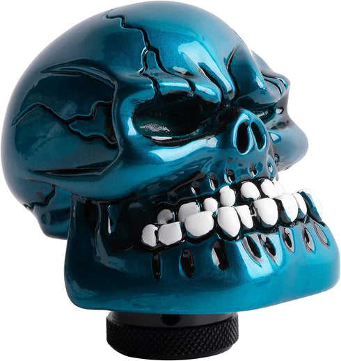 Skull Stick Shift Knob Resin Skeleton Head Shifter Knob Cool Style Shifter Lever Knob Fit Most Manual Automatic Car Tuck Vehicle, TA40C, Blue 2...