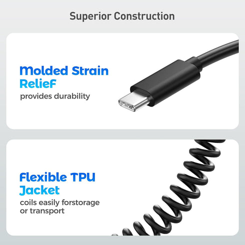Cable Matters USB to USB C Coiled Cable with 3A/15W Fast Charging 1-4 Feet, Support Apple CarPlay, Android Auto, Coiled USB A to USB C Cable, for ...