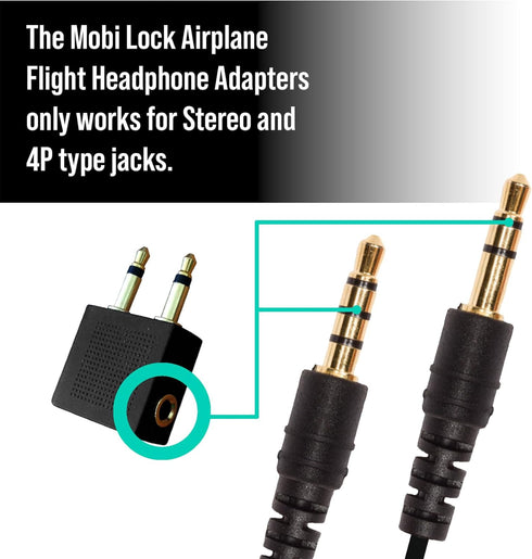 Gold Plated Airplane Flight Headphone Adapters (Pack of 2) | Allows you to use your Earphones with all In-Flight Media Systems | This Enables Grea...
