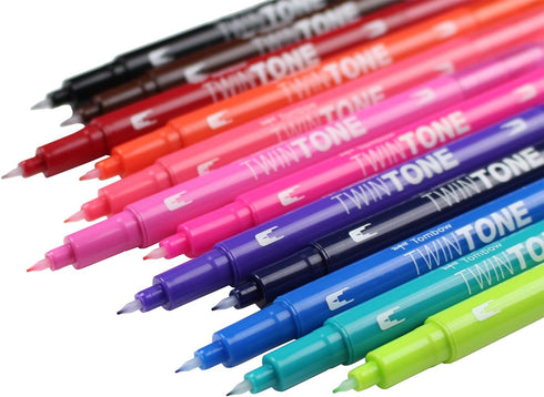 Tombow 61500 Twintone Marker Set, Bright, 12-Pack. Double-Sided Markers for Bold and Precise Writing...