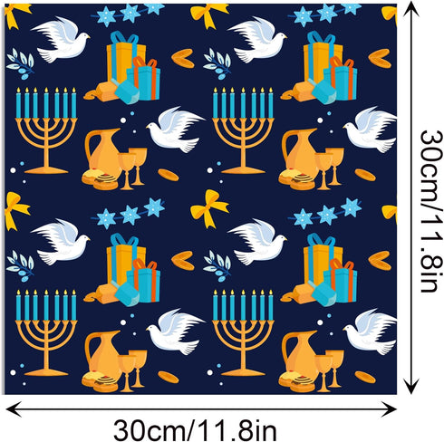 Hanukkah Candle Scrapbook Paper Pad,24 Pcs Hanukkah Double-Sided Decopodge Paper,Cardstock Paper for Scrapbooking DIY Decorative Background Cardma...