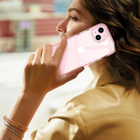 MATEPROX Compatible with iPhone 15 Plus Case, Clear Thin Slim Crystal Transparent Cover Shockproof Bumper Case for iPhone 15 Plus 6.7" 2023-Pink.....