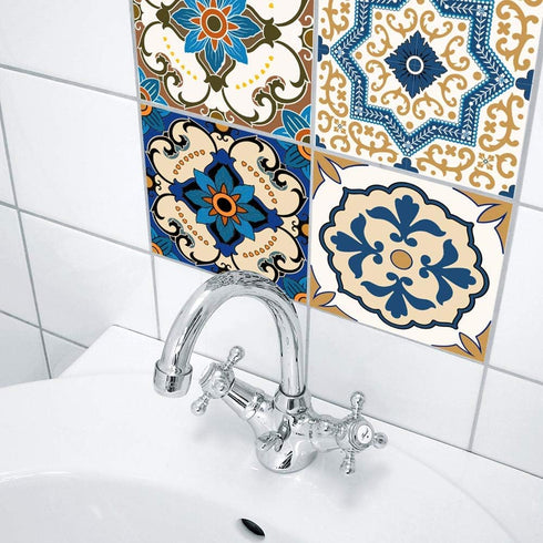 Self-Adhesive Wall Tile Decals, Peel and Stick Tile Stickers, Waterproof Backsplash Stickers for Kitchen Bathroom Decor, 8x8inch 10Pcs, Moroccan 0...
