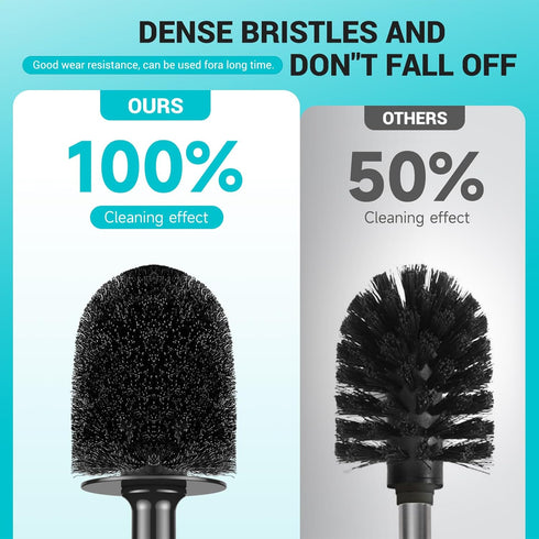 Toilet Brush and Holder, Toilet Bowl Brush and Holder with Long Handle, Plastic Holder Easy to Hide, Drip-Proof, Easy to Assemble, Deep Cleaning...