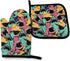 Angry Ocean Shark Oven Mitts and Pot Holders Insulated Gloves & Kitchen Counter Safe Mats for Cooking BBQ Baking Grilling (2-Piece Set)...