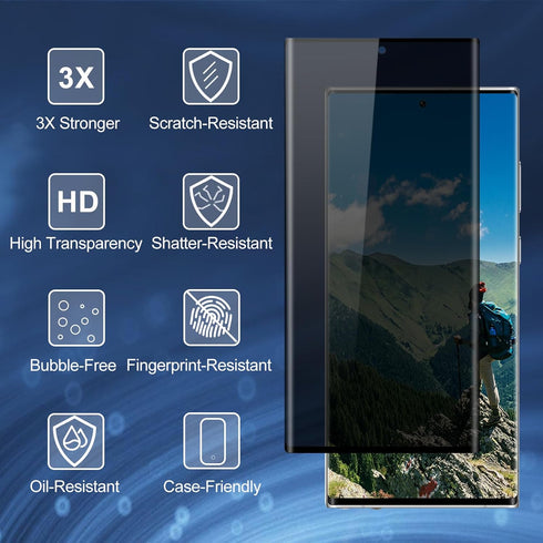Privacy Screen Protector Samsung Galaxy S22 Ultra, Anti-Spy Tempered Glass, Bubble Free Tempered Glass Film, Black Private Tempered Glass, Anti Sc...