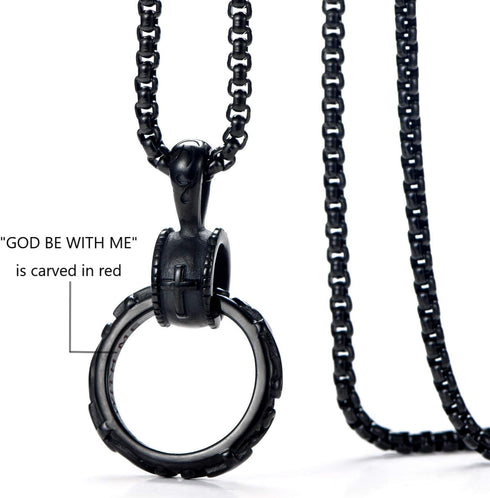 MOO&LEE Men's Stainless Steel Eternity Circle Cross Pendant Neckalce with 24 Inches Link Chain...
