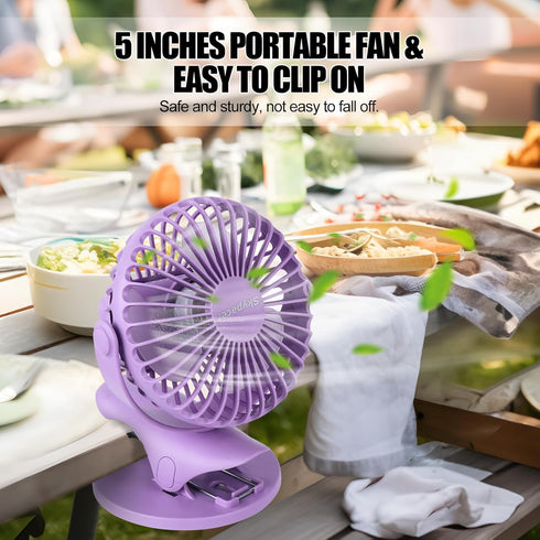 Portable Clip Fan Battery Operated,3 Speeds USB Rechargeable Mini Table Fan with Strong Airflow,360°Rotation Ultra Quiet Personal Desk Fan for Hom...