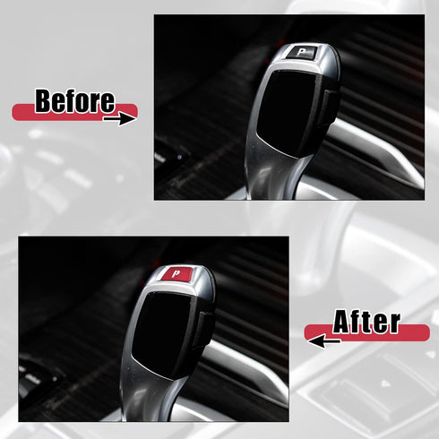X AUTOHAUX Red Gear Shift P Button Stickers Gear Shift Knob Lever Parking Button Cover Replacement for BMW 1 2 3 4 5 6 7 Series X3 X5 X6...