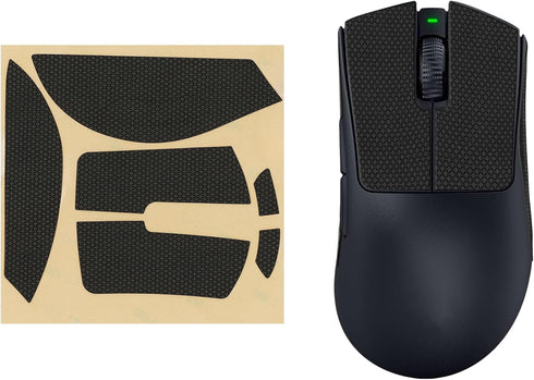 kwmobile Mouse Grip Tape Compatible with Razer DeathAdder V3 Pro Grip Tape - Non-Slip Faux Leather - Black...