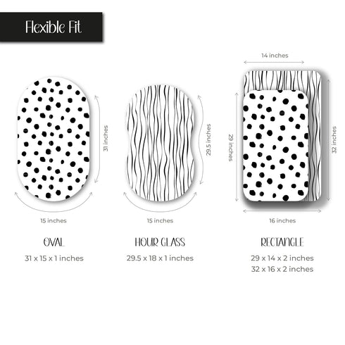 Bassinet Sheet Set 2 Pack 100% Jersey Cotton Black and White Abstract Stripes and Dots by Ely's & Co...