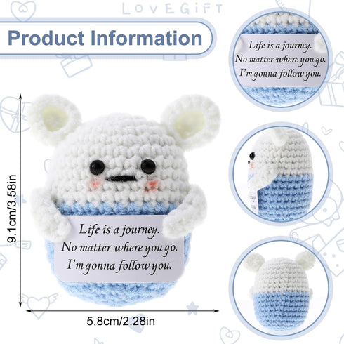 Mini Funny Positive Mouse, 3 Inch Positive Mouse Crochet Cute Wool Funny Knitted Positive Mouse Doll Cheer up Gifts for New Year Gift Birthday Gif...