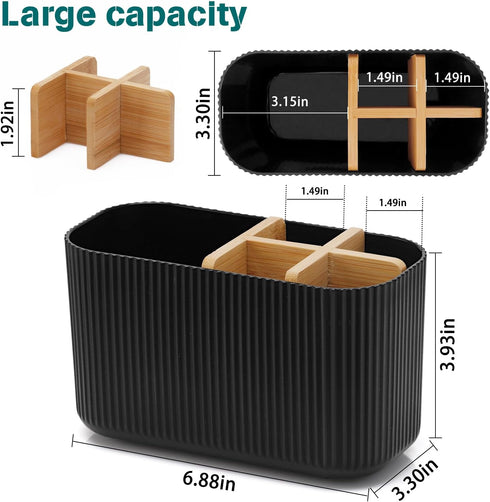 Black Toothbrush Holder - Bamboo Toothbrush Holders for Bathrooms Electric Toothbrush Holder Organizer Kids Toothbrush Holders for Bathrooms Count...