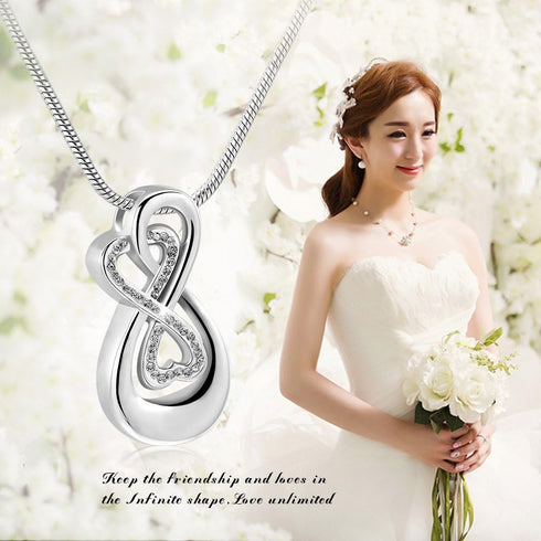 Infinity Love Urn Pendant Stainless Steel Snake Chain Cremation Jewelry for Ashes for Woman Free Filling Tools Include...