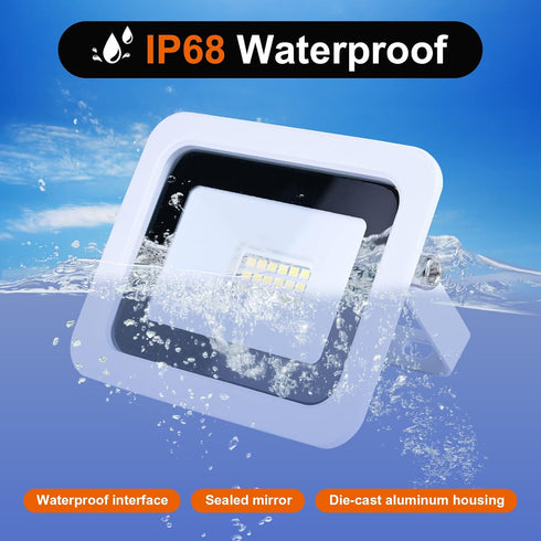 20W IP68 Waterproof Outdoor Ultra-Thin LED Flood Lighting with Plug in Cord for Garden Wall Washer Lamp...