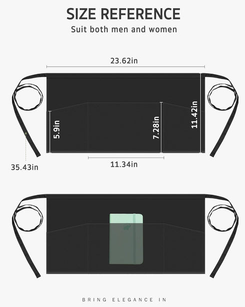 Syntus 3 Pack Server Aprons with 3 Pockets, Waterdrop Resistant Waitress Waiter Waist Apron, 11.5-inch Black...