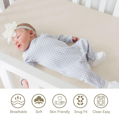 Little Grape Land Crib Sheets for Girls and Boys, 2pk Baby Crib Fitted Sheet for Standard Size Crib and Toddler Mattress, Super Soft Baby Sheet (S...