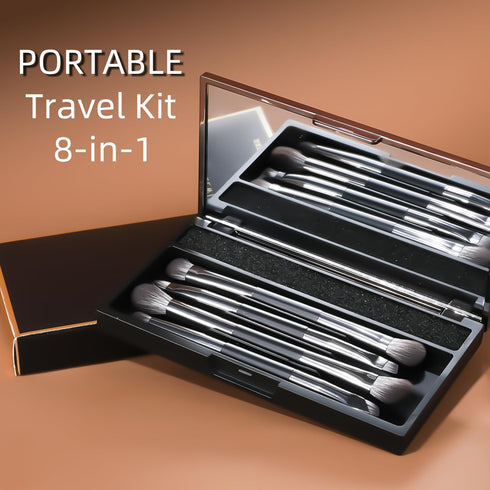 ENERGY Travel Eye Makeup Brush Set Eyeshadow Eye Blending Eyeliner Under Eye Concealer Eye Brow Smudge Makeup Kit with Portable Compact Mirror Cas...