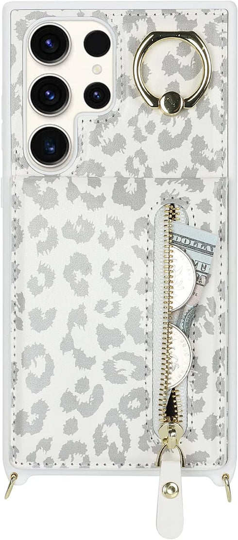 Samsung Galaxy S23 Ultra Case with Card Holder for Women, Galaxy S23 Ultra Phone Case Wallet with Strap Credit Card Slots Crossbody with Zipper Sh...