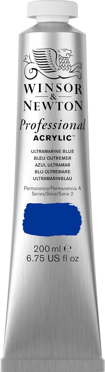 Winsor & Newton Professional Acrylic Paint, 200ml (6.75-oz) Tube, Ultramarine Blue...