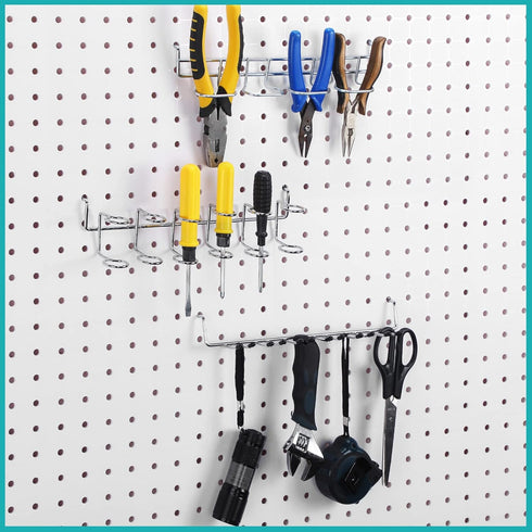 6 Pcs Pegboard Screwdriver Holders Organizer Pegboard Plier Holders Stainless Steel Peg Board Tool Utility Hooks Accessories Shelving Display Mult...