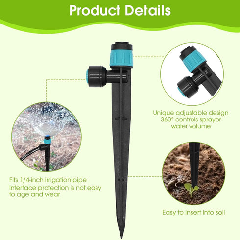 URANT 30Pcs Drip Irrigation Transmitter Sprayer Fan Shape 1/4 "Tube,360° Water Flow Drip Irrigation Transmitter,Garden Irrigation Microspray Syste...