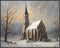 Posterizer 1 pcs-snowy winter church scene in oil painting style-Landscape & Nature Art-GIft for Men Women Teens-Living Room Bedroom Decor- unfram...