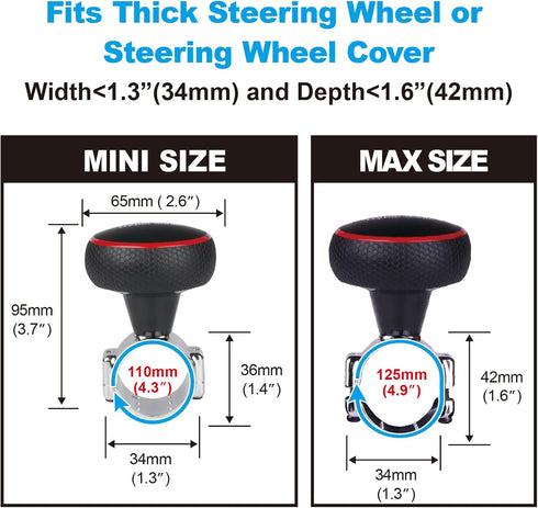 Hypersonic Large Steering Wheel Knob Spinners, Vehicle Steering Wheel Spinners Ball Durable Suicide Knob for Car, SUV, Trucks, Tractors, Boat etc ...
