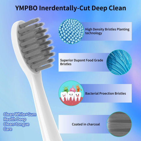 10 Pack Replacement Toothbrush Head Compatible with Burst Electric Toothbrush, YMPBO Toothbrush Heads for Burst Sonic Toothbrush, Deep Cleaning Br...
