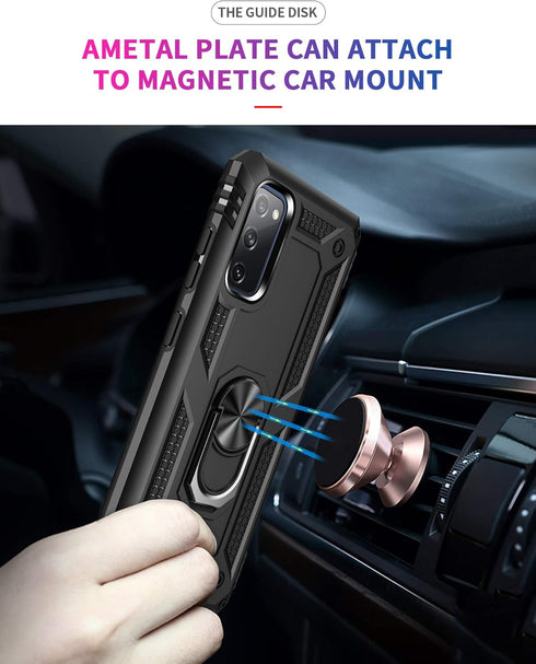 Samsung Galaxy S20 FE Case - Military Grade, Heavy Duty with Ring Holder Stand & Magnet Car Mount - Black...