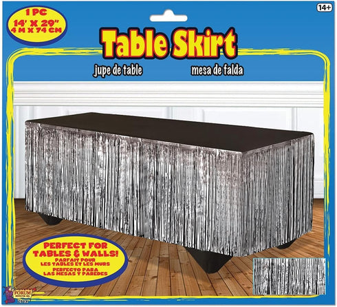 Forum Novelties Tinsel Fringe Table Skirt, 144 inches x 29 inches, Silver...