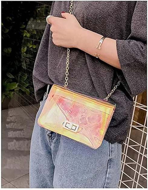 Mini Iridescent Purse for Prom Party Holographic Purses Shoulder Bag Handbags for Women...
