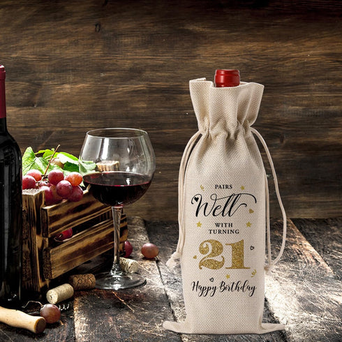 YUANHAO 21st Birthday Wine Bag, 21st Birthday Gifts for Her, 21st Birthday Gifts for Him, Funny 21st Birthday Gifts Wine Bag, Pairs Well With Turn...