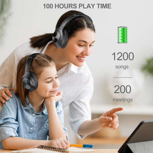 Active Noise Cancelling Headphones - Upgraded Deep Bass Wireless Over Ear Bluetooth Headphones, 80H Playtime Noise Canceling Headphones, Comfort f...