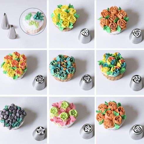 Suuker 27 Pcs Russian Piping Tips Set, Cake Decorating Tips Baking Supplies for Cupcake Cookies Birthday Party (12 Icing Tips 10 Pastry Baking Bag...