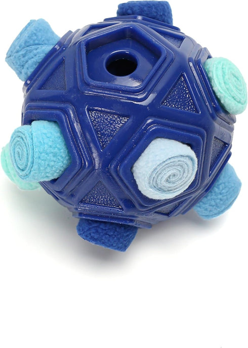Dog Snuffle Ball, Dia 5.9", Puppy Treat Dispenser, Unbreakable Interactive Toy, Shuffle Sniffing Slow Feeder Puzzle Game, Upgrade Foraging Mat wit...