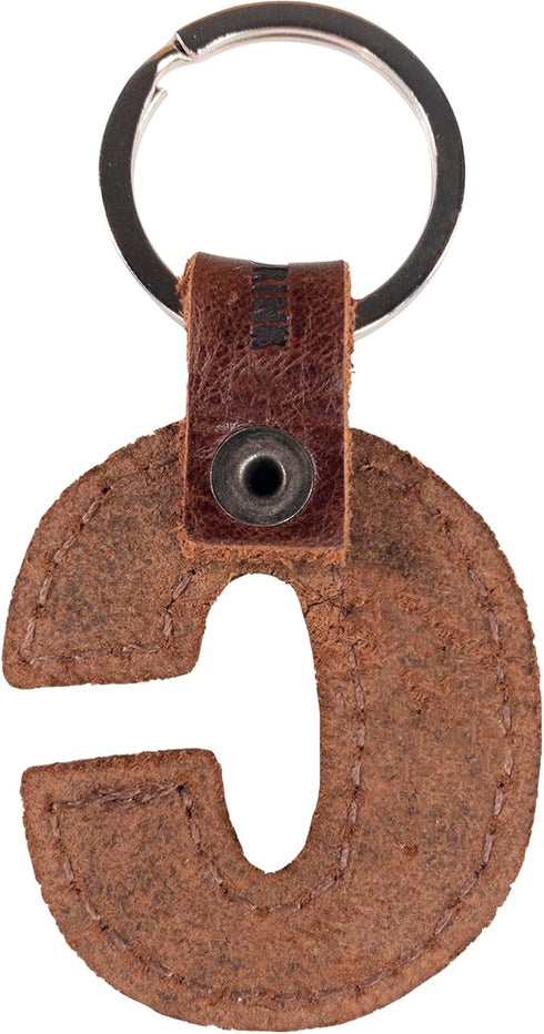 Hide & Drink Thick Leather Alphabet Letter Keychains Handmade Bourbon Brown...