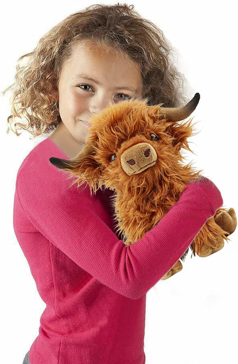 Cute Highland Cow Stuffed Animal,10.5 inches Two Color Realistic Cow Plush Toy,Animal Cattle Plush Farm Toy,Farm Plushie Christmas Birthday Presen...