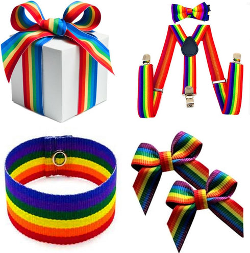50 Yards Rainbow Ribbon Grosgrain Ribbons for Gift Wrapping Jewelry Making DIY Crafts Party Favors (10mm)...