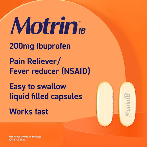 Motrin IB Liquid Gels, Ibuprofen 200 mg, Pain Reliever & Fever Reducer Minor Arthritis Pain, Muscular Aches, Headache, Menstrual Cramps & Backache...