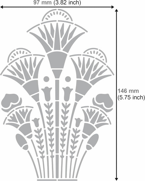 Aleks Melnyk No.459 Metal Stencil, Swirls, Egyptian Lotus Flowers Ancient, Ornament, Patterns, Small Stencil, 1 PC, Template for Wood Burning, Eng...
