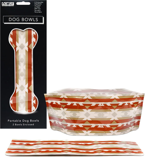 MODGY Collapsible Dog Food Bowl Dish, Reusable, Plastic Travel Size, Portable Container, Camping, Hiking, Car, Road Trip Essential, Cute Pattern, ...