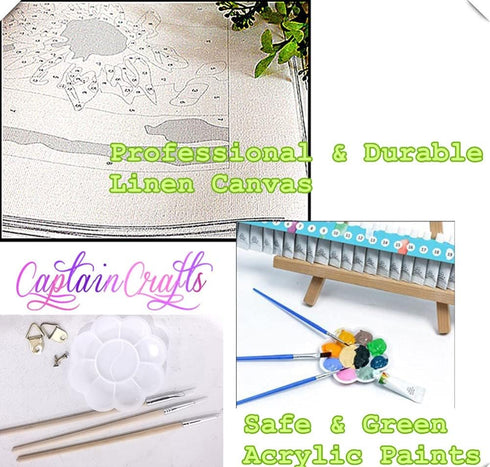 CaptainCrafts New Paint by Numbers for Adults Beginner Children DIY pre-Printed Linen Canvas Oil Painting Kits Home House Decor Gift 16x20 inch - ...
