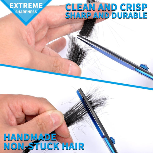 8 PCS Hair Cutting Scissors Kit,Black Blue Professional Home Hair Cutting Barber/Salon Thinning Shears,Hair Cutting Shears Hair Cut Blending Salon...